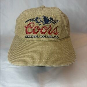 Coors Beer Golden Colorado Vintage Style  Corduroy Snapback Hat  Mountains.